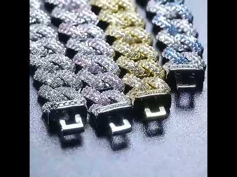 13mm Iced Geometric Cuban Chain Necklace