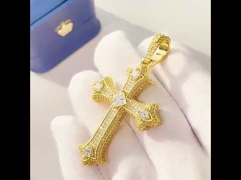 Moissanite Gothic Cross Pendant - 925 Silver Hip Hop Jewelry