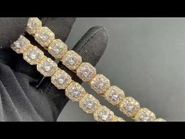 10/12mm Iced Out Halo Tennis Chain - Hip Hop Necklace - Miles Jewellery