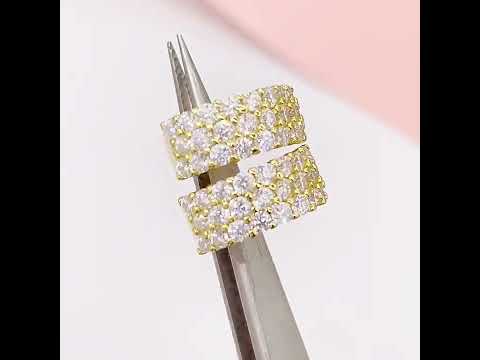 Iced Moissanite Huggie Hoop Earrings 3 Row - 925 Sterling Silver