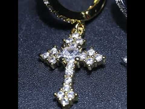 Iced Out Cross Drop Earrings