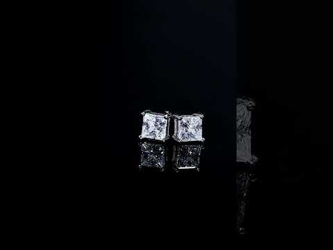 Princess Cut Moissanite Stud Earrings – Classic Square Diamond Look