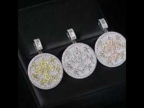 VVS Moissanite Imperial Cross Medallion Pendant - 925 Sterling Silver