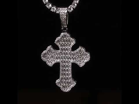 Iced Out Baguette Cross Pendant
