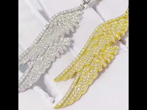 Iced Out Moissanite Angel Wing Pendant - 925 Sterling Silver
