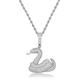 Silver iced rattlesnake pendant