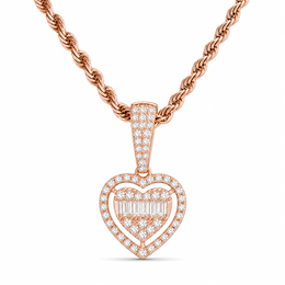 Rose gold finish moissanite heart pendant in 925 sterling silver
