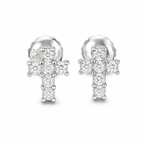Moissanite Cross Stud Earrings Screw Back - 925 Sterling Silver