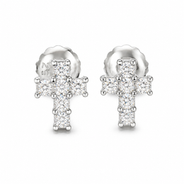 Moissanite Cross Stud Earrings Screw Back - 925 Sterling Silver — product image 1
