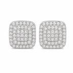 Pavé Moissanite Square Stud Earrings Screw Back - 925 Sterling Silver