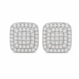 Pavé Moissanite Square Stud Earrings Screw Back - 925 Sterling Silver — product image 1