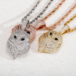 Gold silver and rose gold iced small owl pendants
