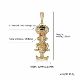 Iced cartoon squid character pendant English size guide