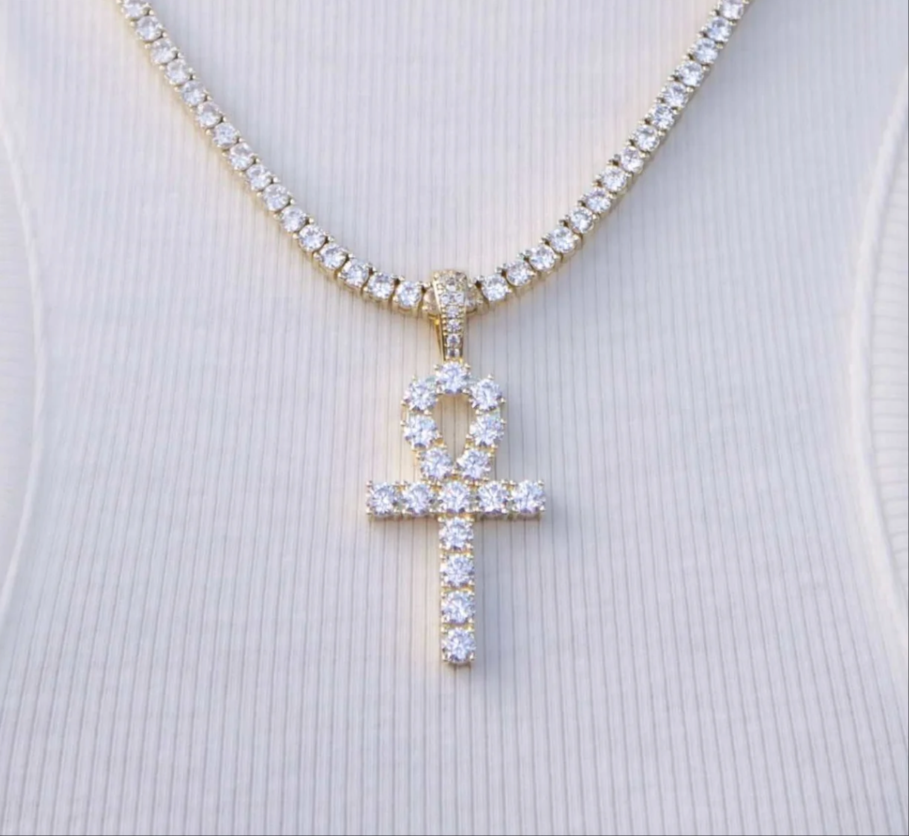 Iced Out Ankh Pendant – Egyptian Faith Jewelry- Miles Jewellery