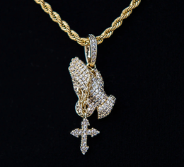 Iced Prayer Gesture Cross Hip Hop Pendant Jewelry- Miles Jewellery