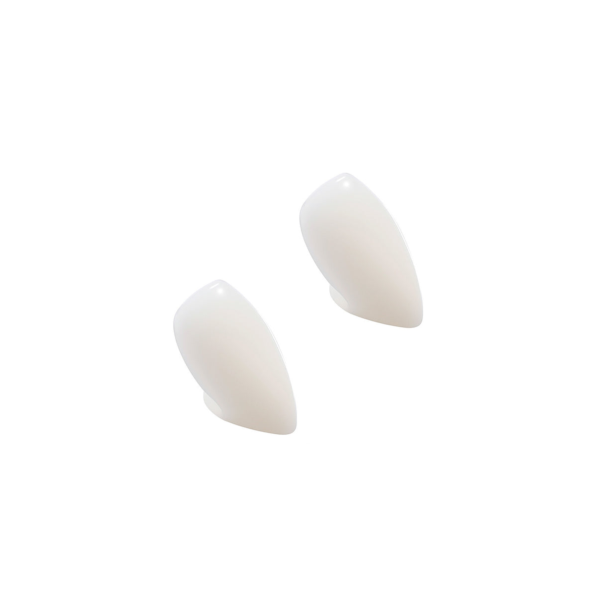 Pair of white vampire fangs on a pure white background