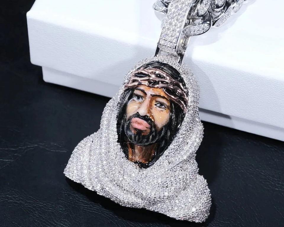 Hip hop pendant and iced Cuban chain